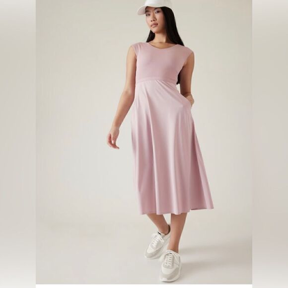 NWT. Athleta Ryder Dress. Mauve Pink. Small Sold out on line - Picture 3 of 7